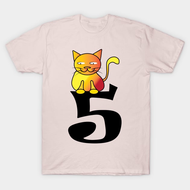 Gift for 5 Year Old Cat 5th Birthday Toddler Kids Girls T-Shirt by ArticArtac